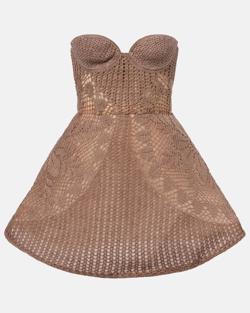Magda Butrym Minikleid aus Häkelstrick Braun