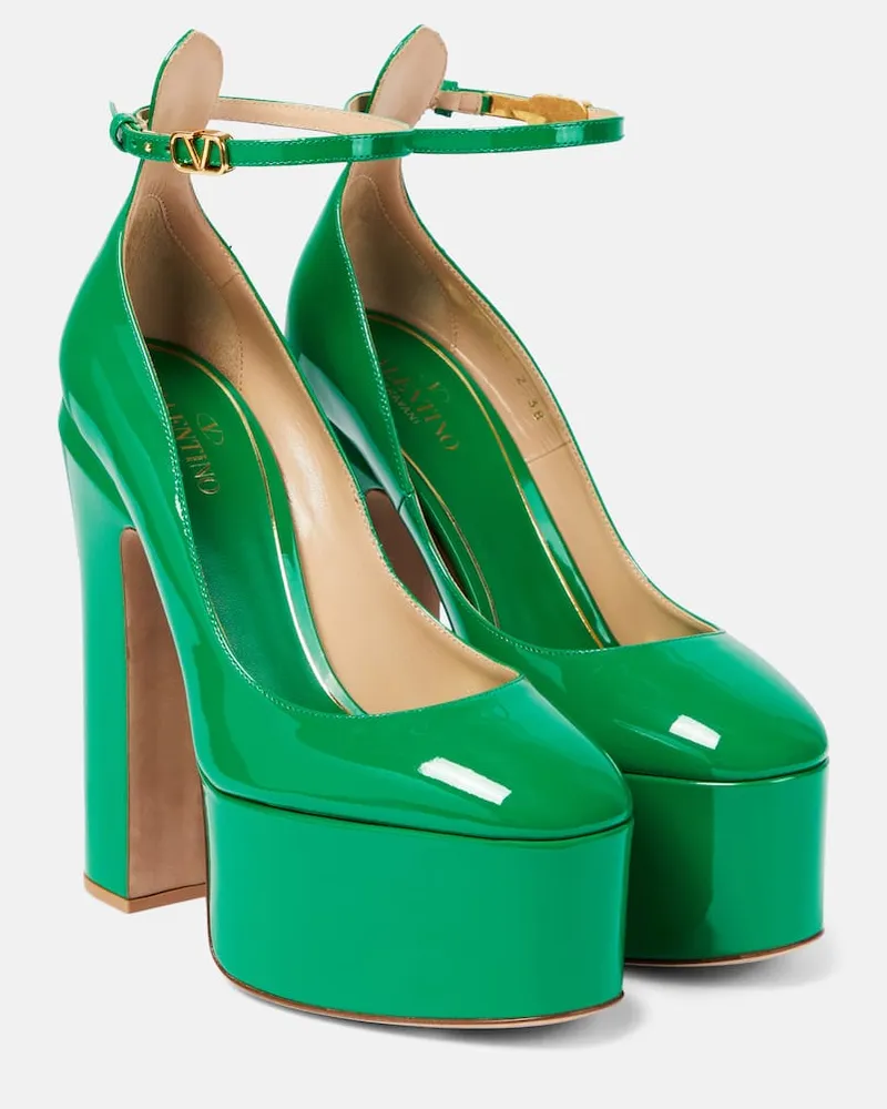 Valentino Garavani Plateau-Pumps Tan-Go 155 aus Lackleder Grün