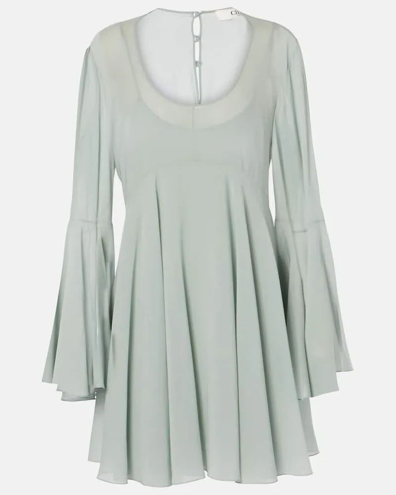 Chloé Chloé Minikleid aus Seidenchiffon Grün
