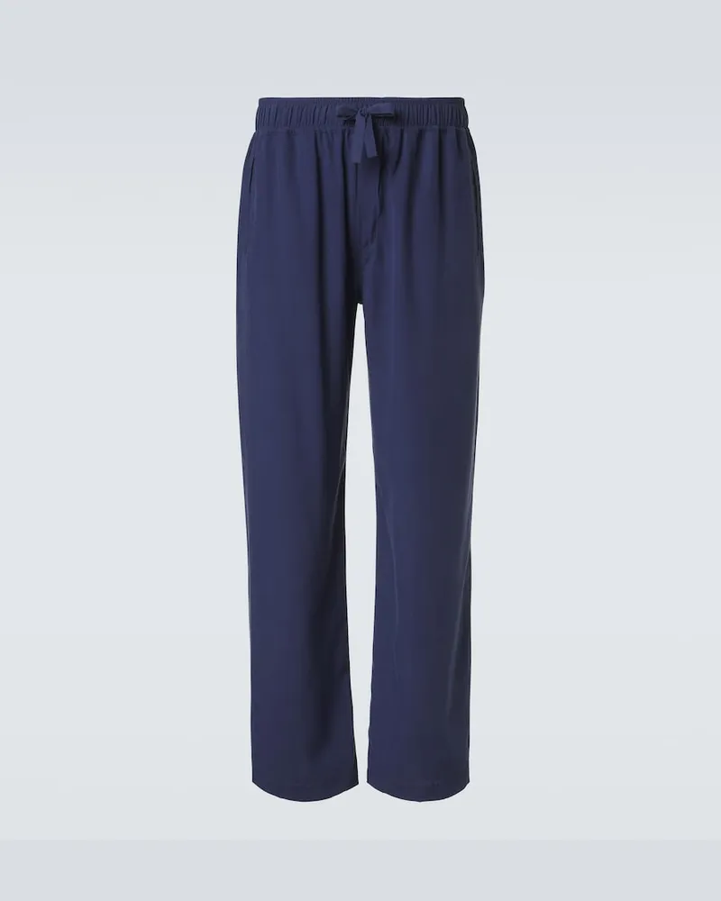 SAMAN AMEL Gerade Hose aus Seide Blau