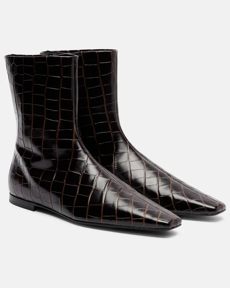 Totême Ankle Boots aus Leder Braun