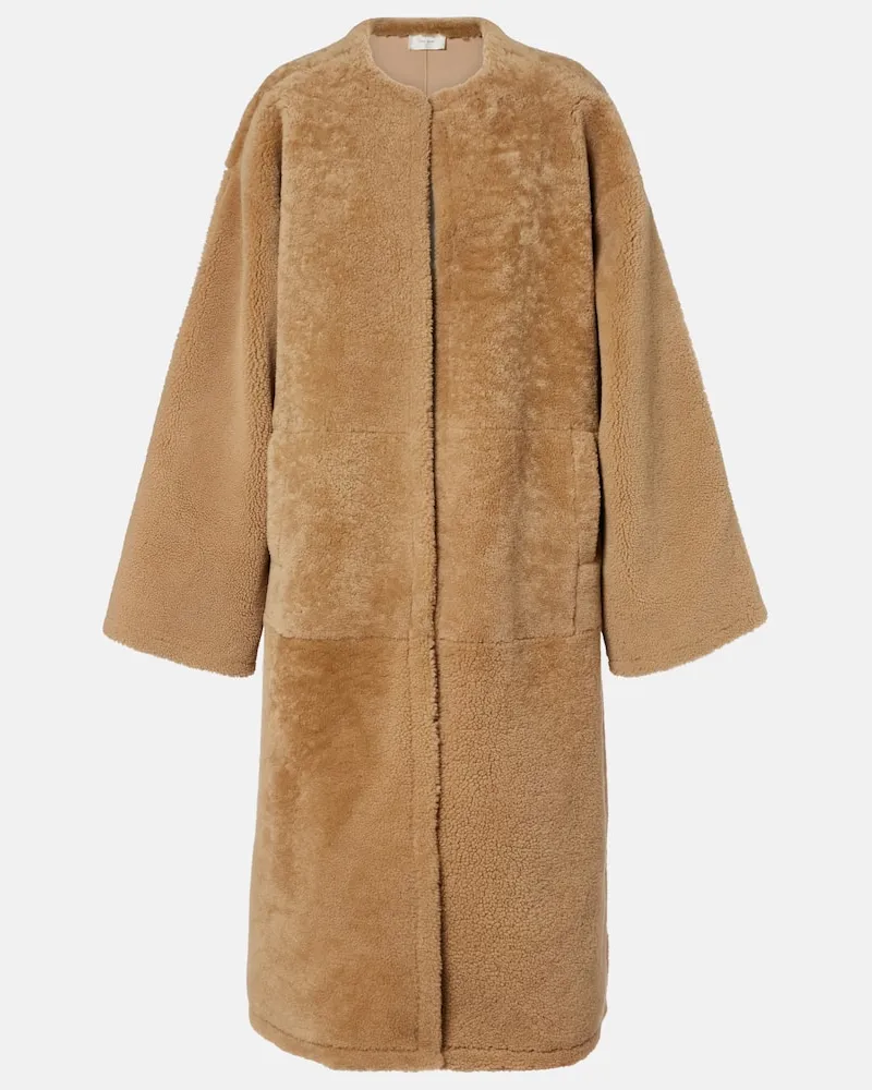 The Row Mantel Narol aus Shearling Beige