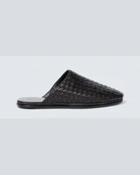 Bottega Veneta Slippers Intrecciato aus Leder Schwarz