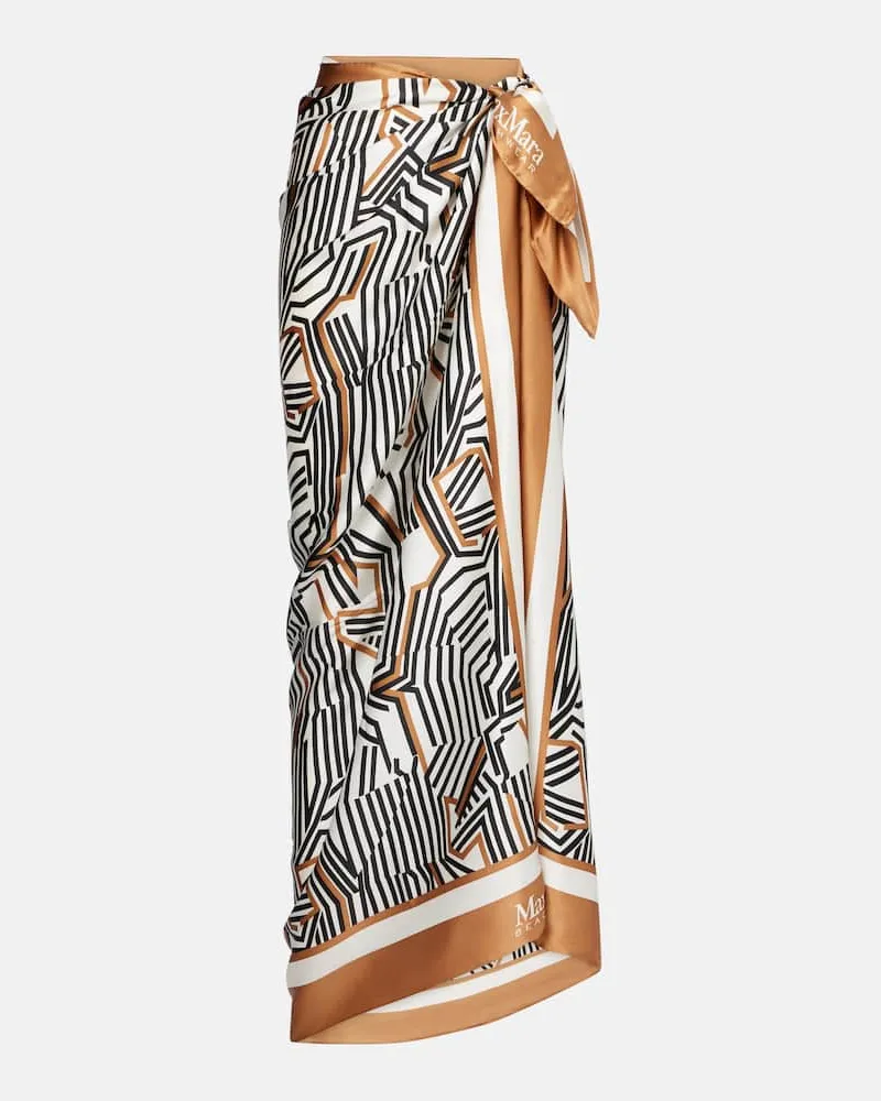Max Mara Pareo Ottico aus Seide Multicolor