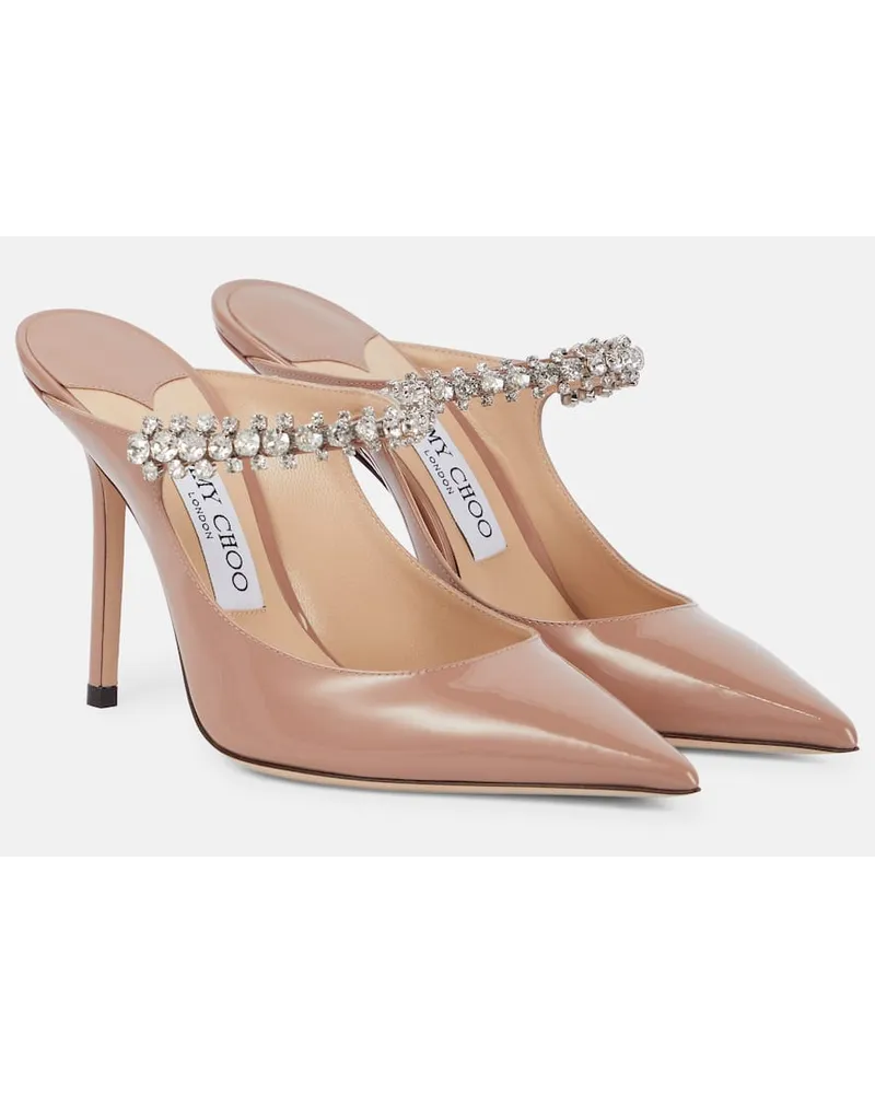 Jimmy Choo Verzierte Mules Bing 100 aus Lackleder Pink