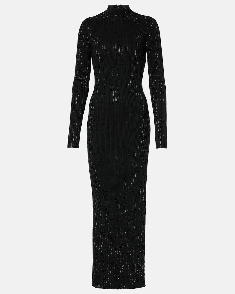 David Koma Verziertes Midikleid aus Baumwolle Schwarz