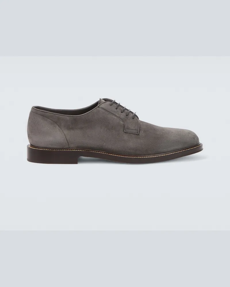 Brunello Cucinelli Schnürschuhe aus Veloursleder Grau
