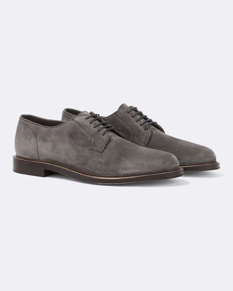 Brunello Cucinelli Schnürschuhe aus Veloursleder Grau
