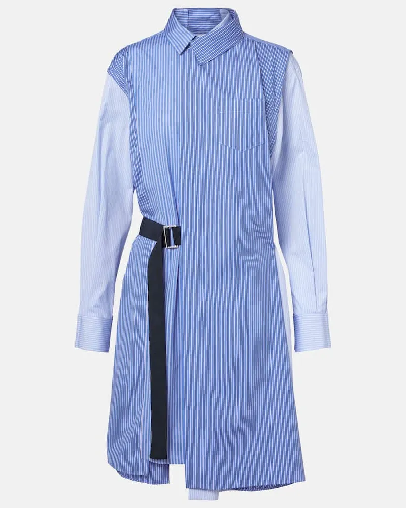 Sacai Hemdblusenkleid aus Baumwollpopeline Blau