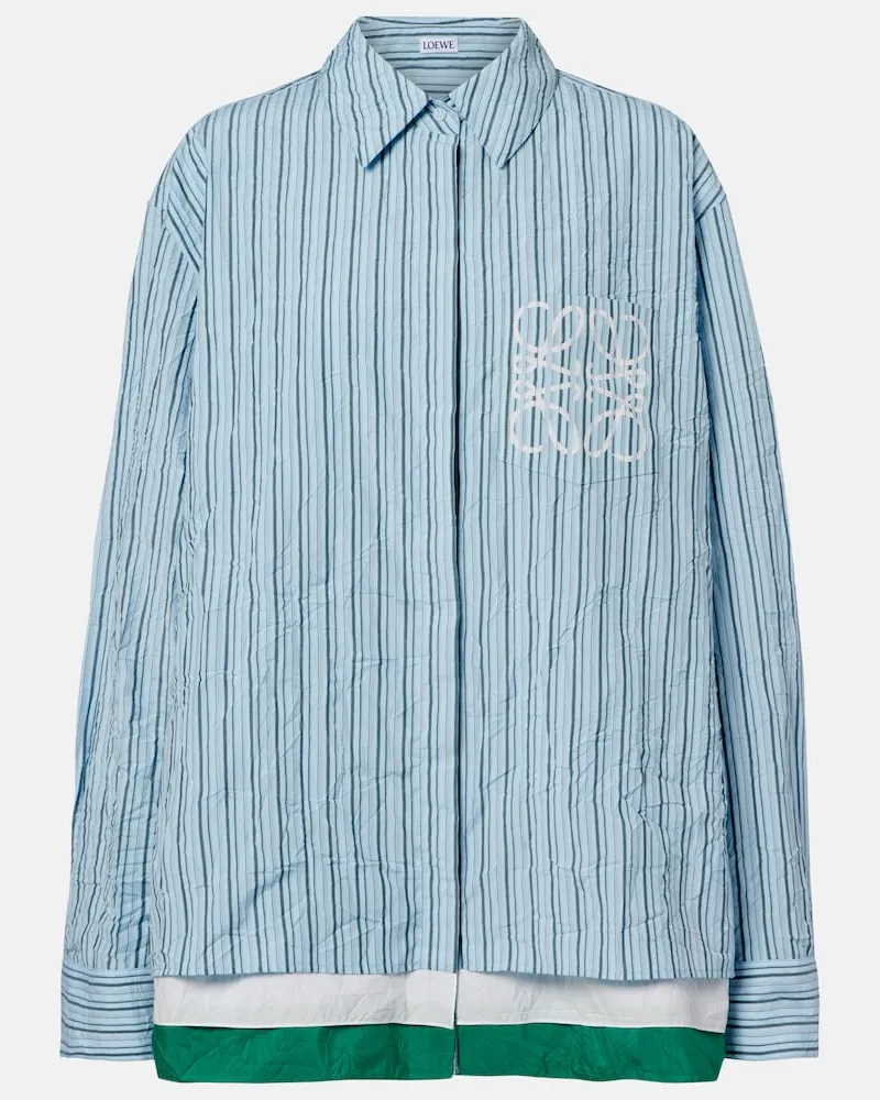Loewe Hemd Anagram aus Popeline Blau