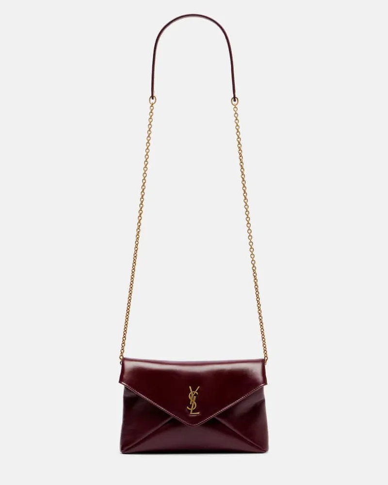 Saint Laurent Schultertasche Cassandre Mini aus Leder Burgunderrot