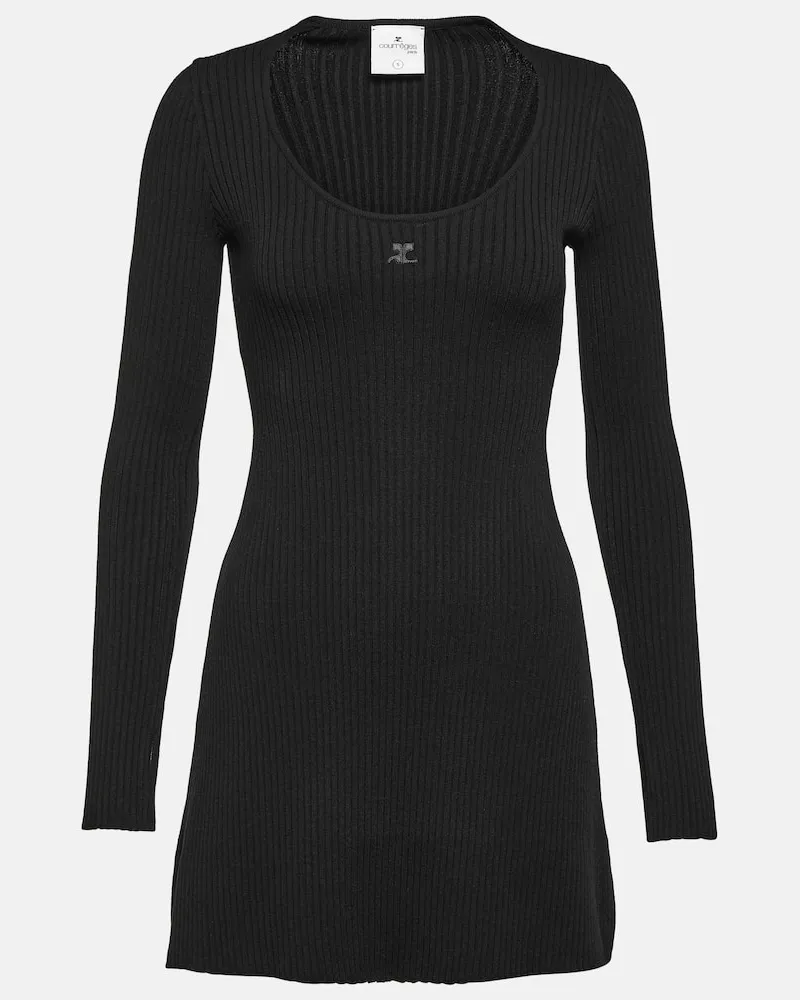 Courrèges Courrèges Minikleid aus Rippstrick Schwarz