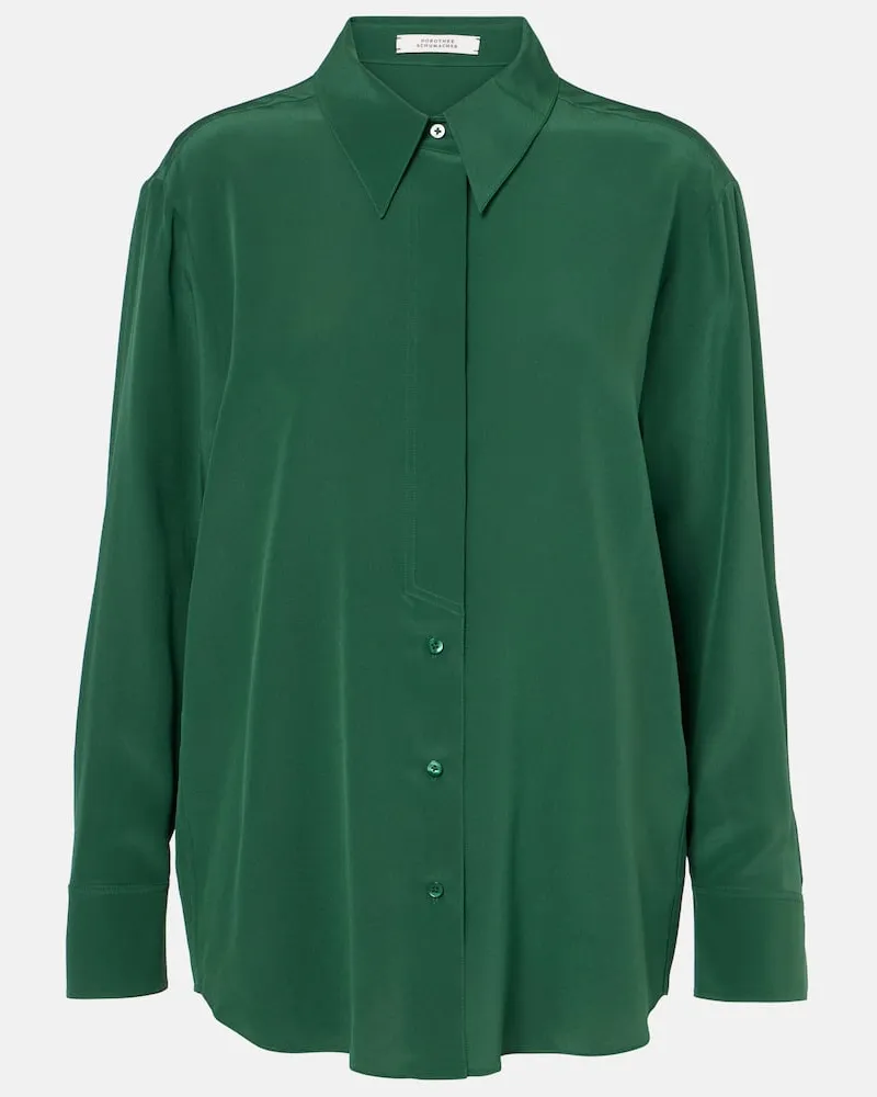 Dorothee Schumacher Bluse Striking Volumes aus Crêpe de Chine aus Seide Grün