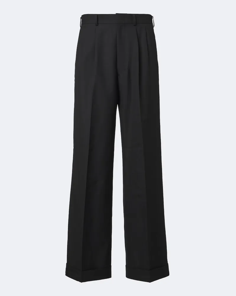 Junya Watanabe Weite Hose aus Wolle Schwarz