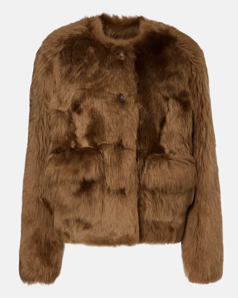 Altuzarra Jacke Maury aus Faux Fur mit Leder Braun