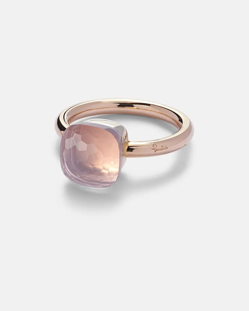 Pomellato Ring Nudo Classic aus 18kt Rosé- und Weißgold mit Rosenquarz Rosa