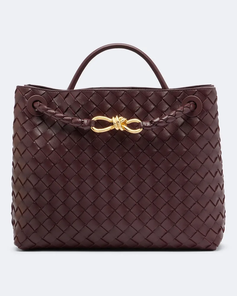 Bottega Veneta Tote Bag Andiamo Medium aus Leder Burgunderrot