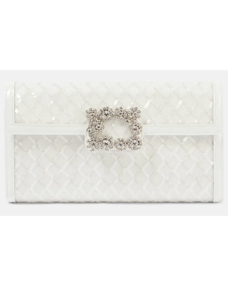 Roger Vivier Verzierte Clutch mit Pailletten Weiss