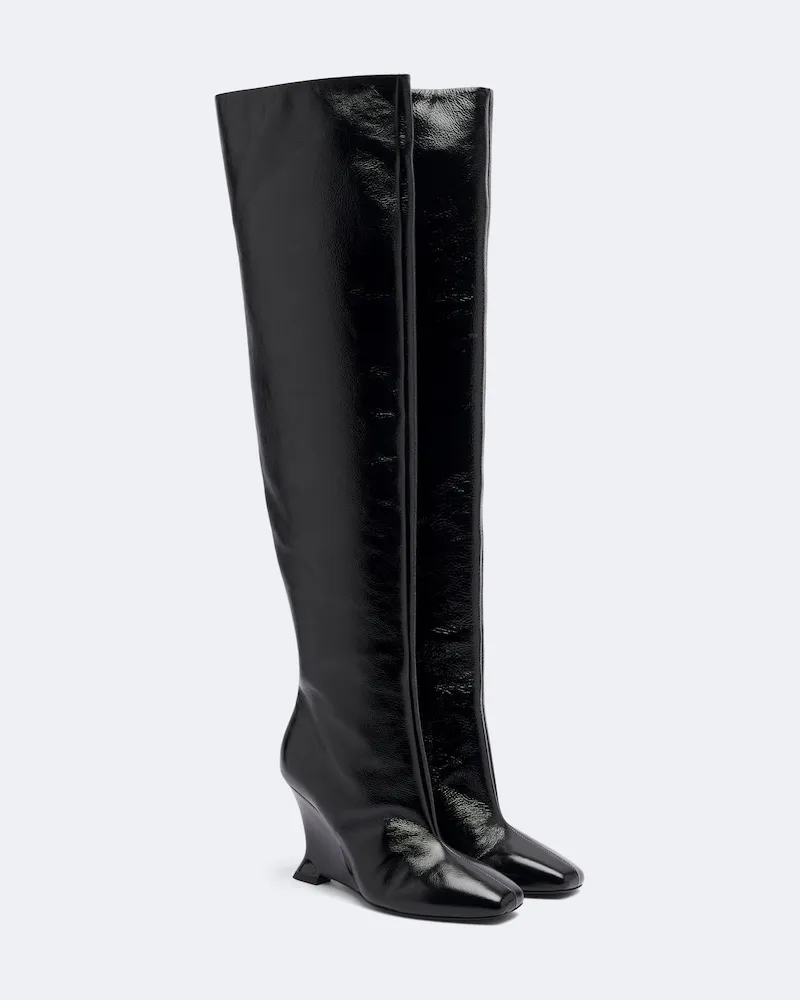 Balmain Overknee-Stiefel aus Leder Schwarz