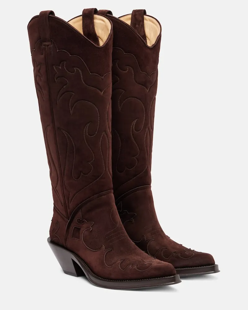 Gabriela Hearst Westernstiefel Capitana aus Veloursleder Braun