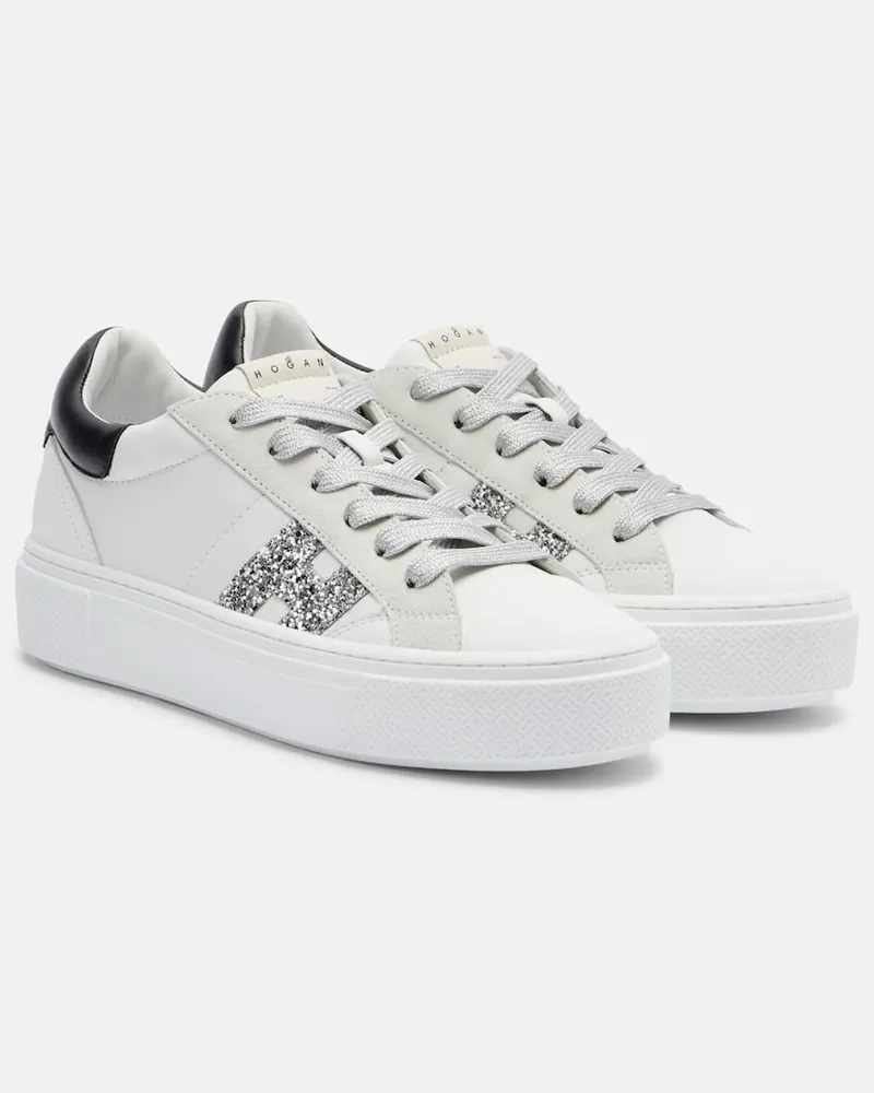 Hogan Plateau-Sneakers H705 Allacciato H aus Leder Weiß