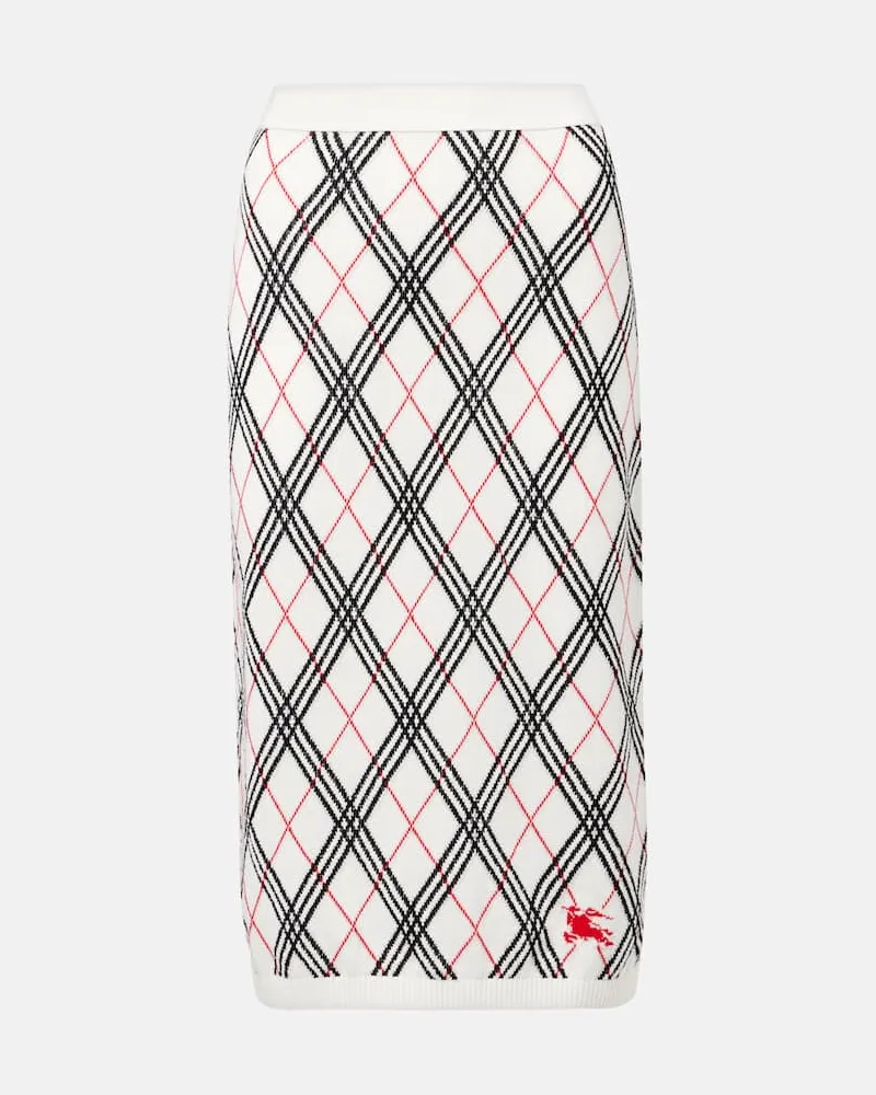 Burberry Midirock Argyle aus Baumwolle Weiß