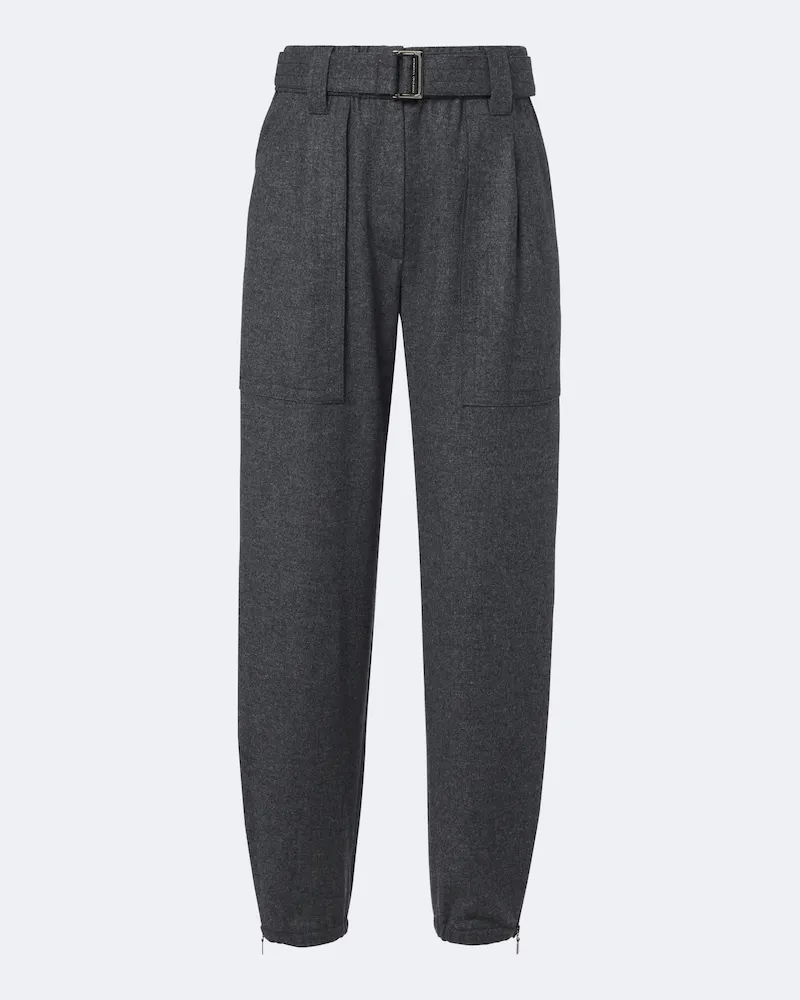 Brunello Cucinelli Hose aus Wolle und Kaschmir Grau