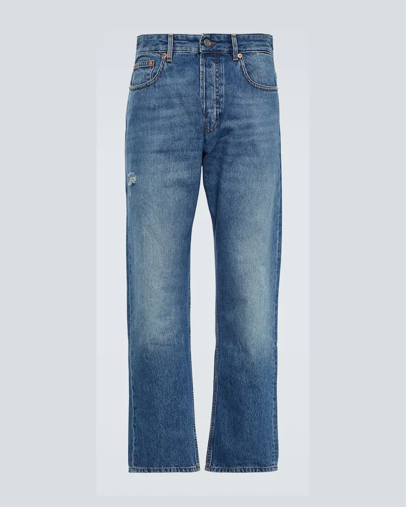 Valentino Garavani Mid-Rise Straight Jeans Blau