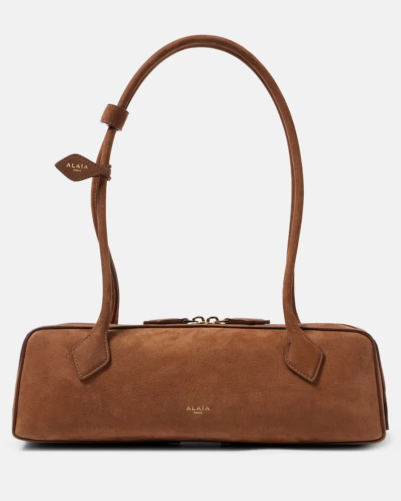 Alaïa Alaïa Schultertasche Le Teckel Medium aus Veloursleder Braun