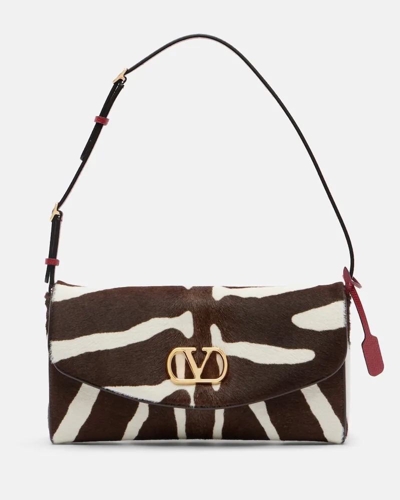 Valentino Garavani Schultertasche DeVain Small aus Kalbshaar Multicolor