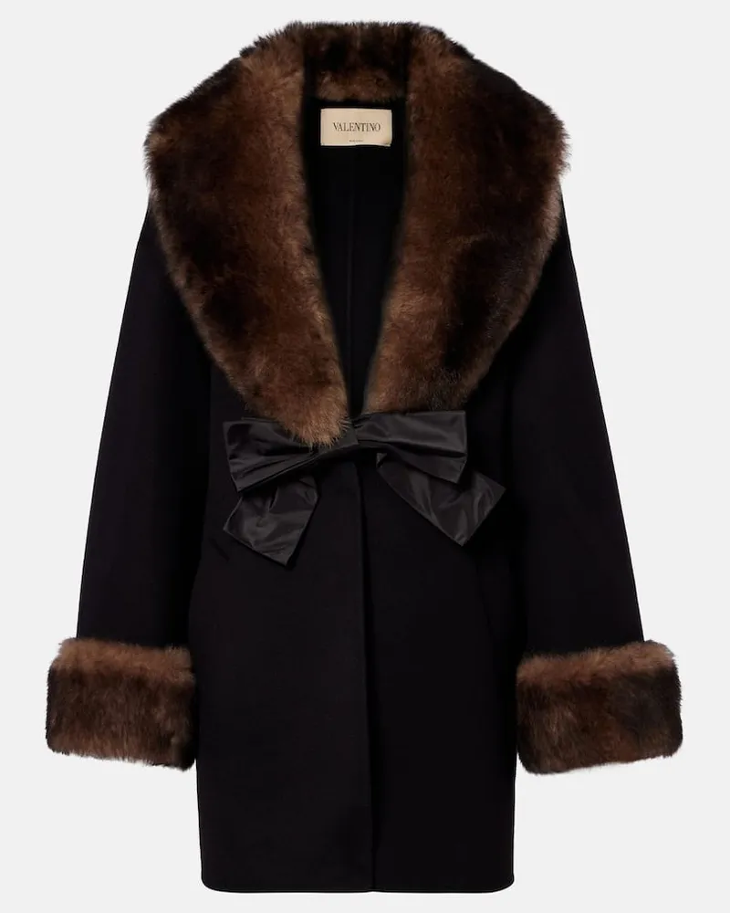 Valentino Garavani Jacke aus Wolle und Kaschmir mit Shearling Schwarz