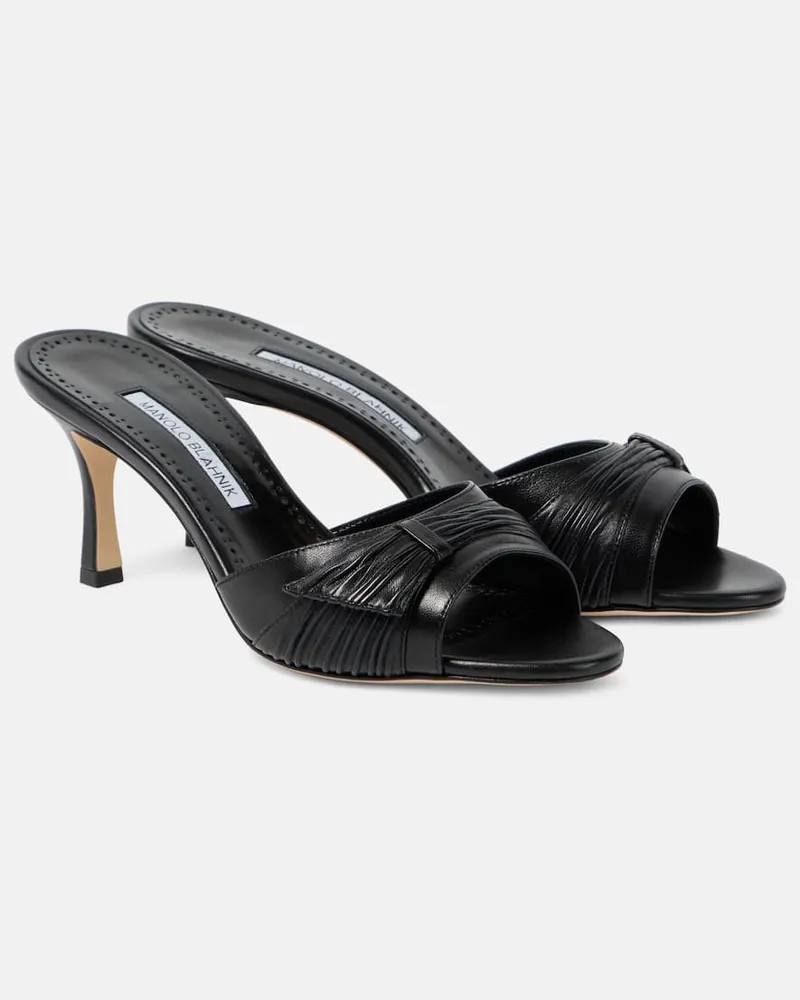 Manolo Blahnik Pantoletten Ebakmu 70 aus Leder Schwarz