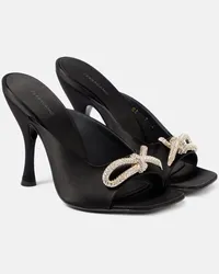 Ferragamo Verzierte Pantoletten aus Satin Schwarz