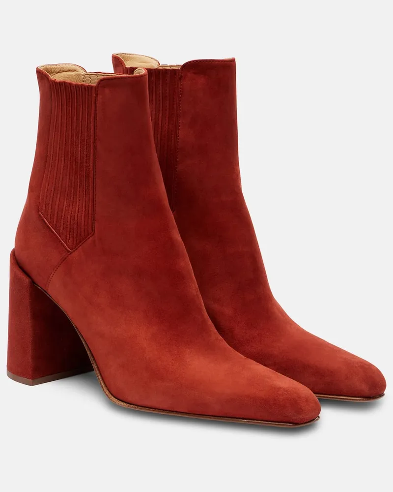 Gabriela Hearst Ankle Boots Luke aus Veloursleder Rot