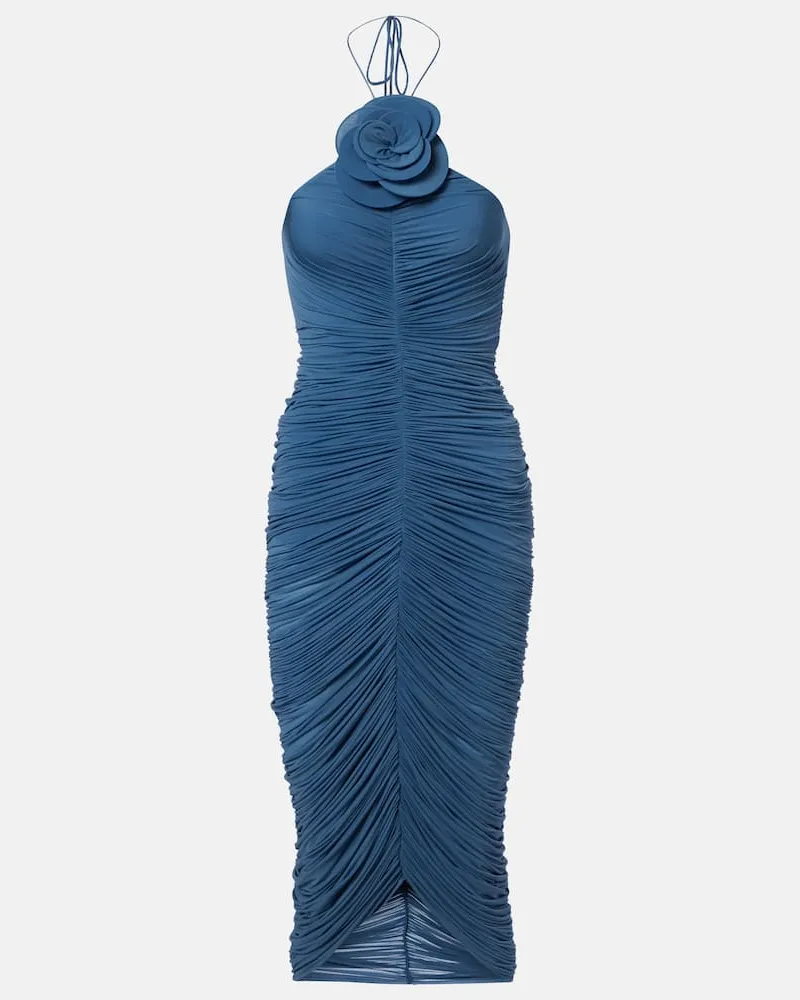 Magda Butrym Verziertes Midikleid mit Blumen-Applikation Blau