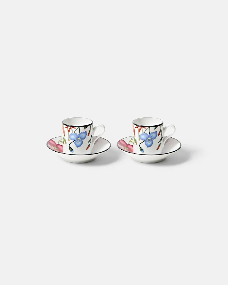 Gucci Set Gucci Flora aus zwei Espressotassen und Untertassen Weiß