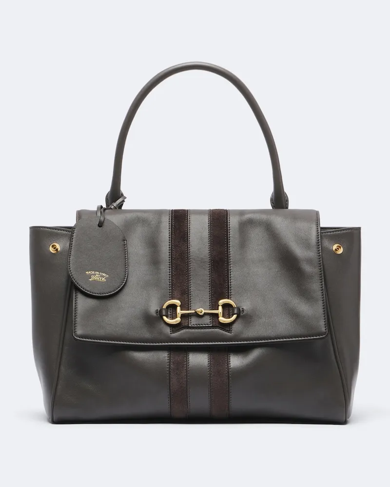 Gucci Tote Bag Paparazzo Medium aus Leder Braun