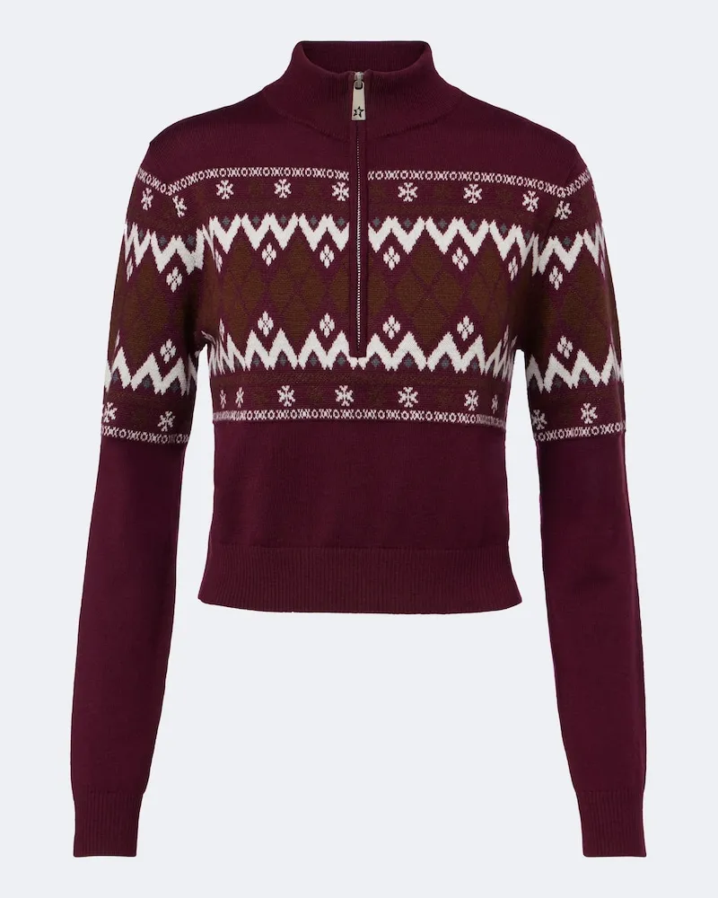 Perfect Moment Pullover aus Wolle Burgunderrot