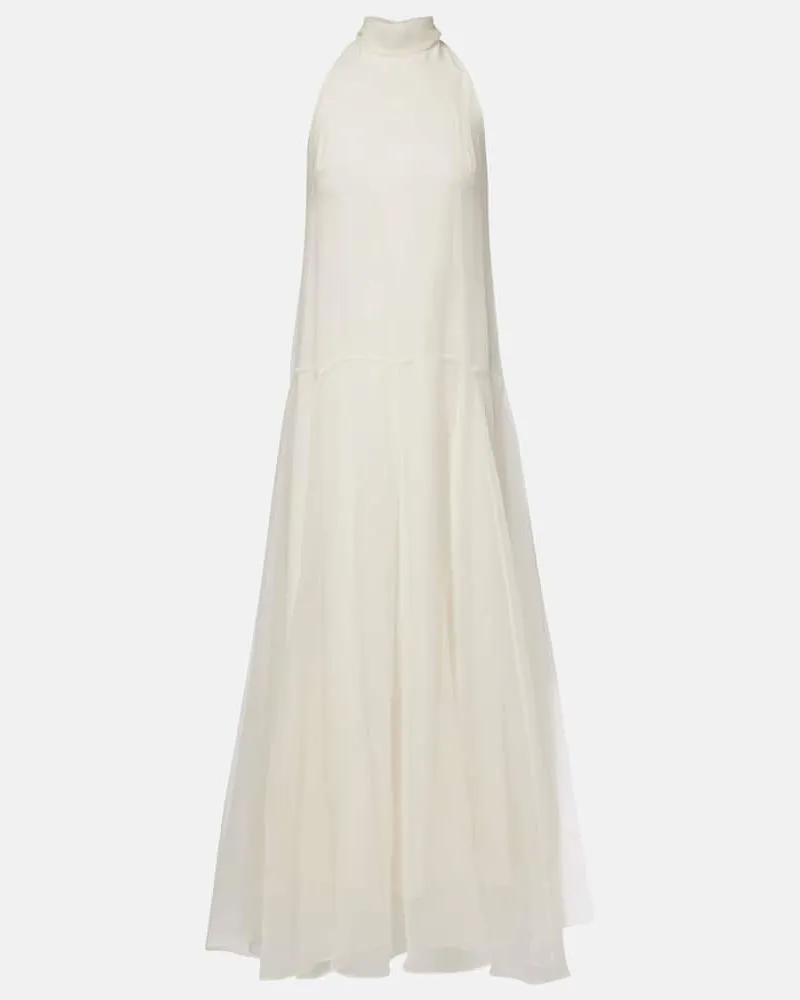 Brunello Cucinelli Robe Monili aus Seide Weiß