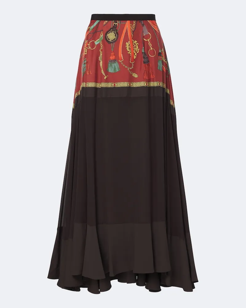 Etro Bedruckter Maxirock aus Seiden-Twill Braun