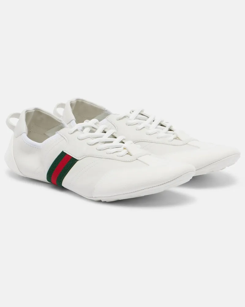 Gucci Sneakers Flex aus Leder und Veloursleder Weiß
