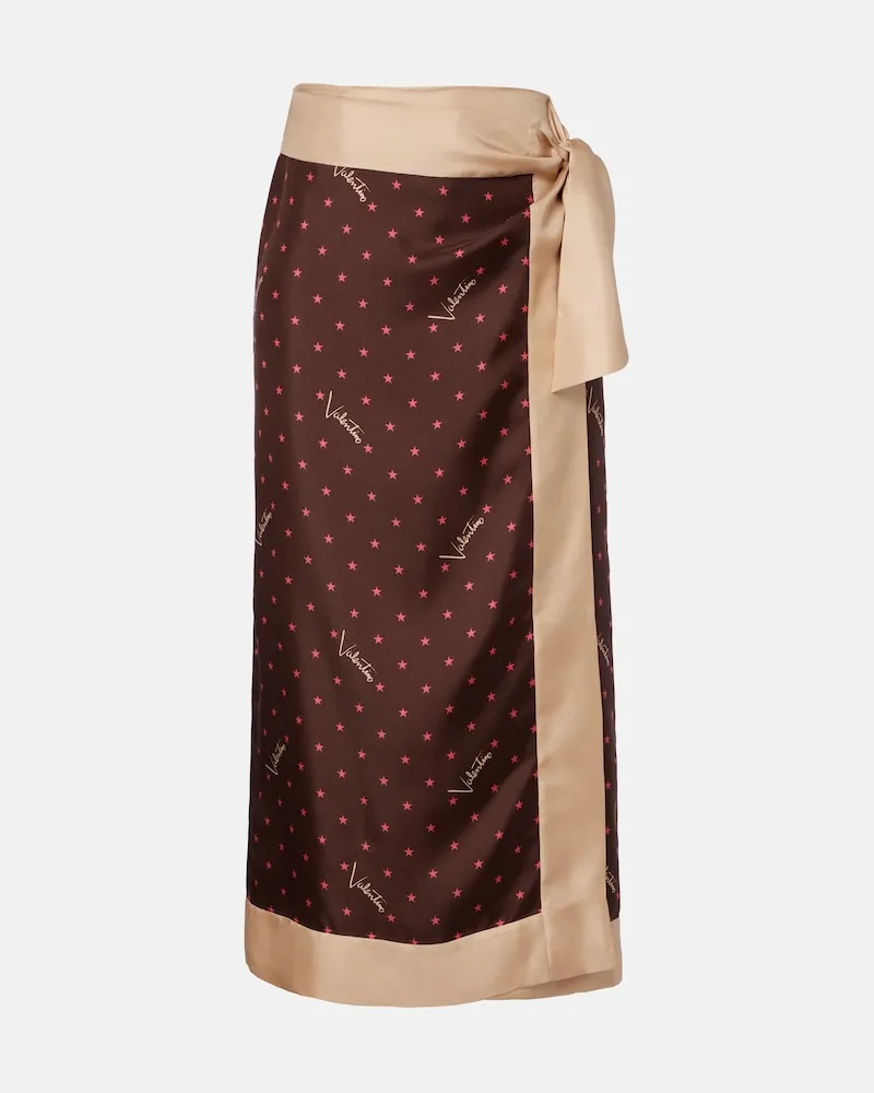 Valentino Garavani Wickelrock aus Seiden-Twill Braun