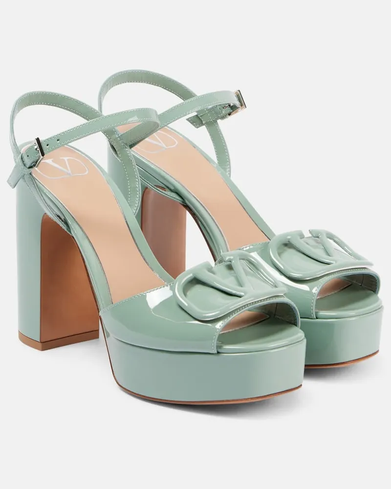 Valentino Garavani Plateausandalen VLogo Signature 115 aus Lackleder Türkis