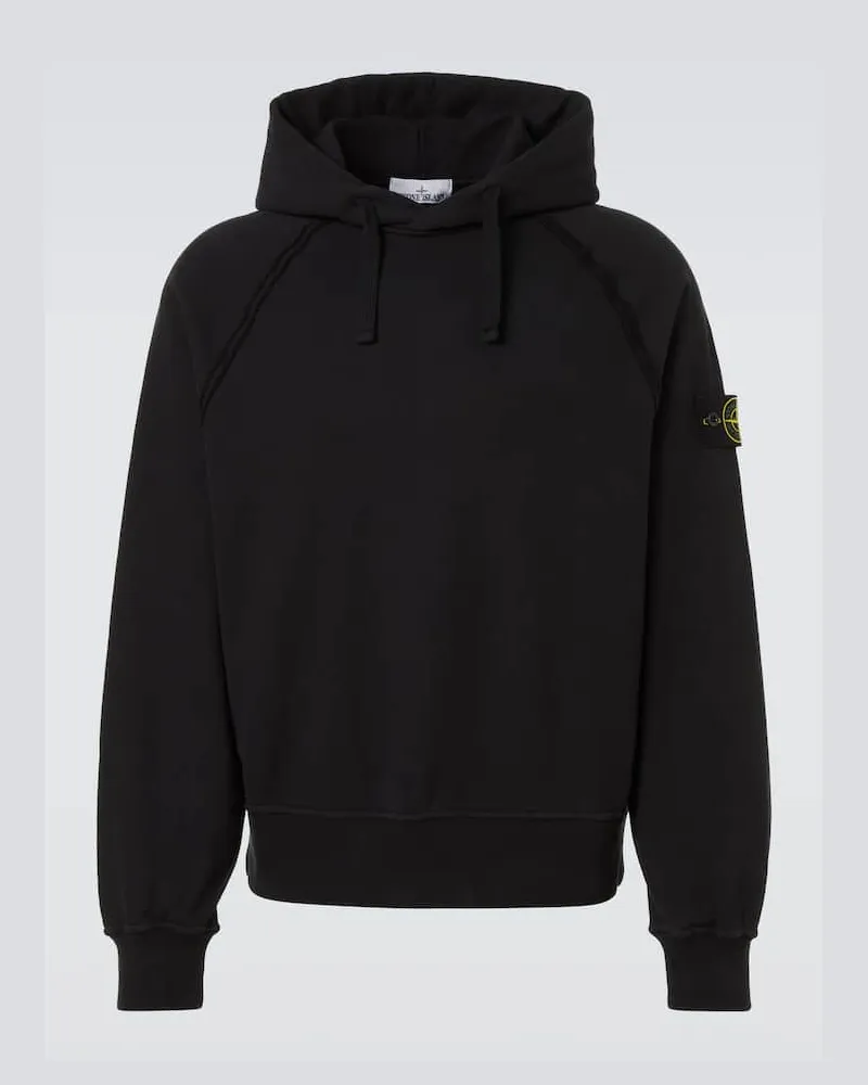 Stone Island Hoodie Compass aus Baumwolle Schwarz