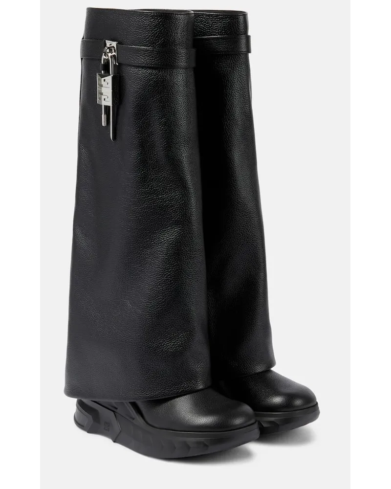 Givenchy Stiefel Shark Lock Biker aus Leder Schwarz