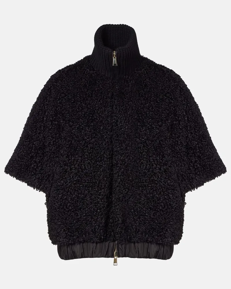 Moncler Wendbares Cape mit Leder Schwarz