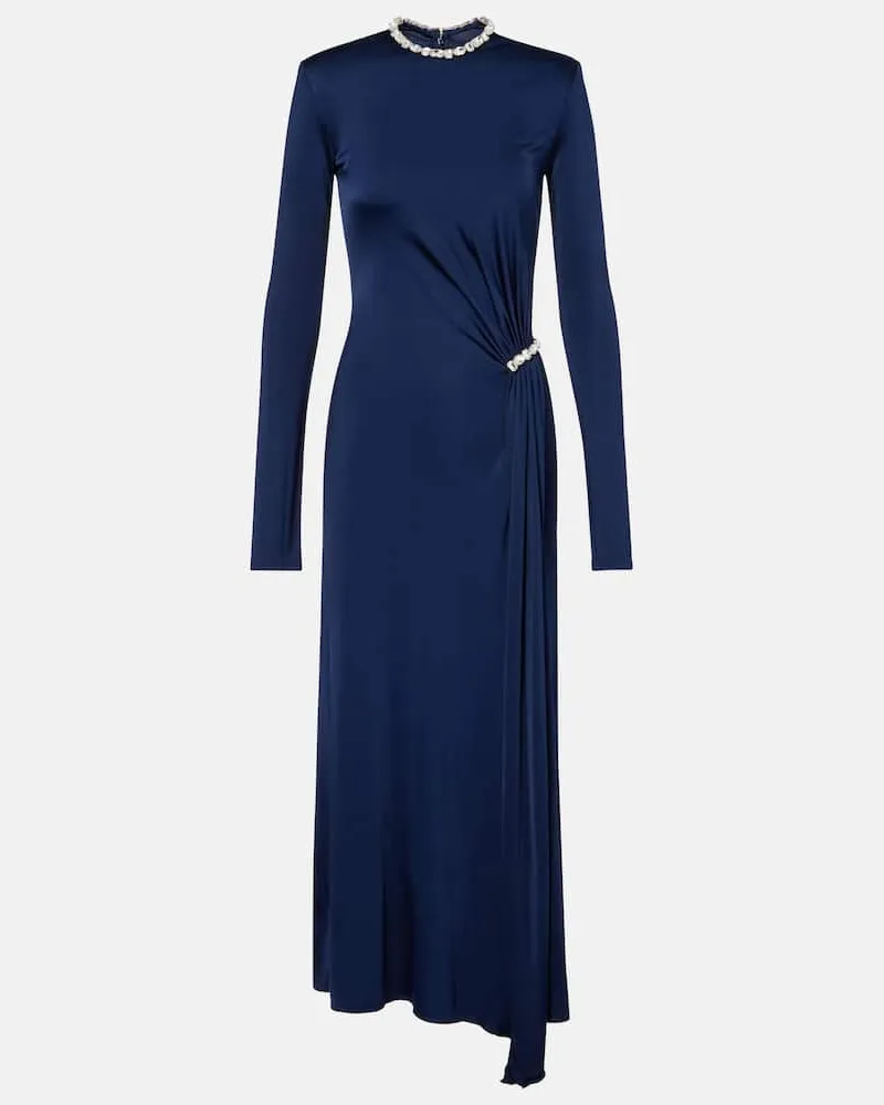 David Koma Midikleid mit Kristallen Blau