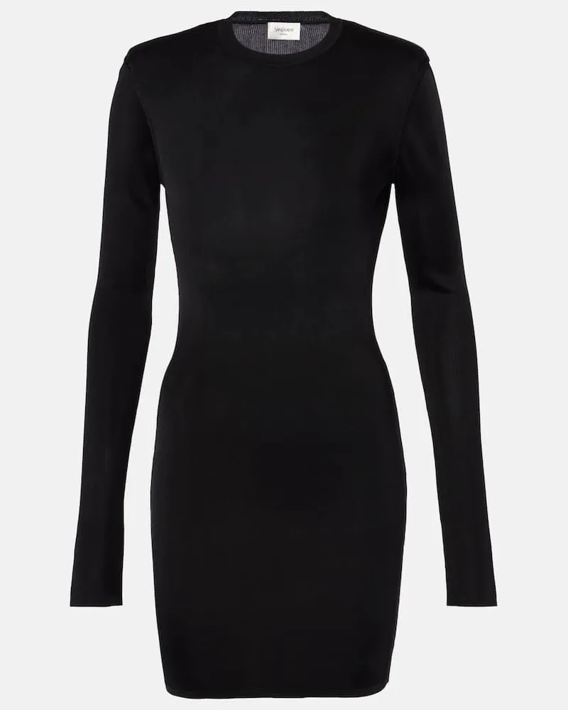 Saint Laurent Minikleid aus Strick Schwarz