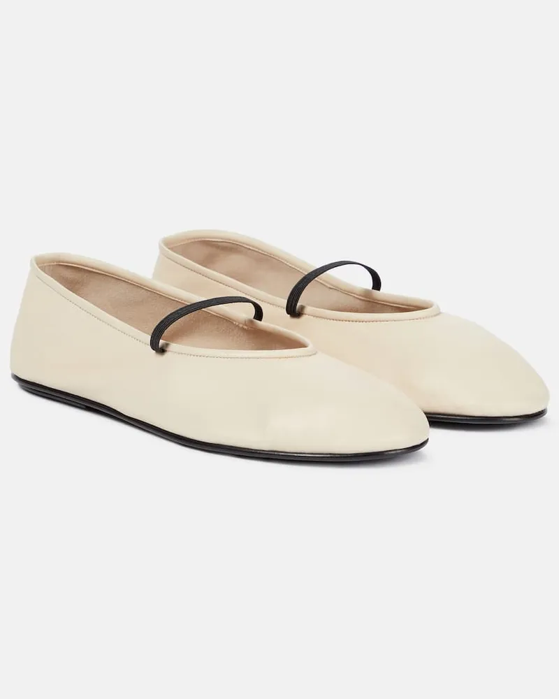 The Row Ballerinas aus Leder Weiß