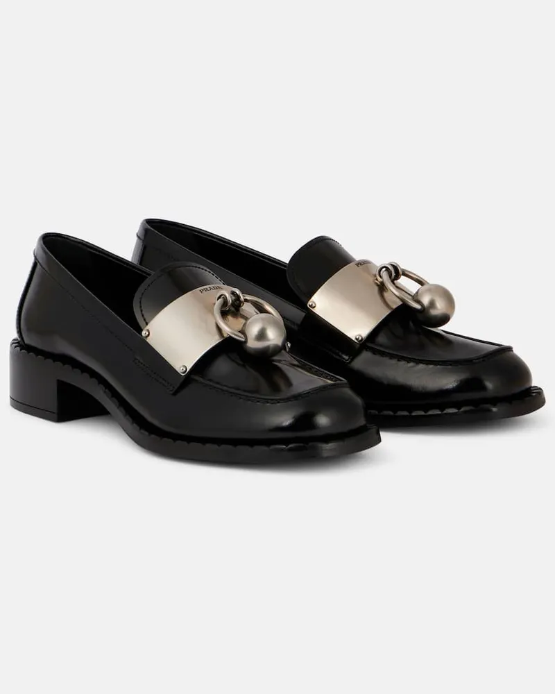 Prada Verzierte Loafers aus Leder Schwarz